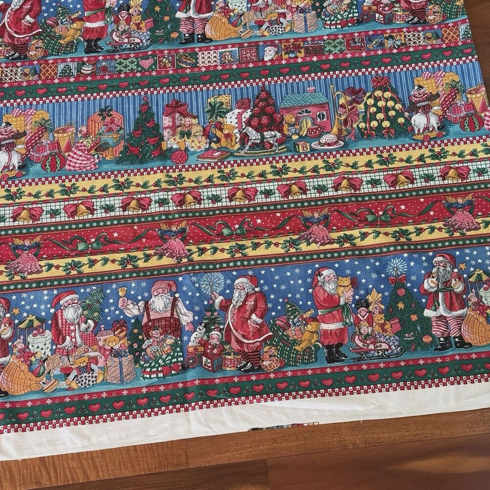 Concord Sharon Kessler Fabric Christmas Morning Santa's Gifts Toys Vtg 34" x 45" - Picture 3 of 6